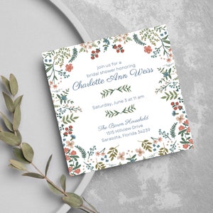 Floral Bridal Shower Invite | Square Invitation