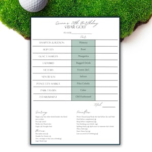 Tarjeta de puntuación de golf de bar de cumpleaños / Pub Crawl de cumpleaños / Descarga digital