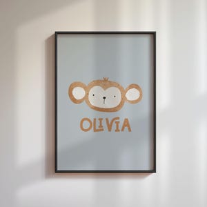 Personalized Monkey Nursery Art: Custom Jungle Print