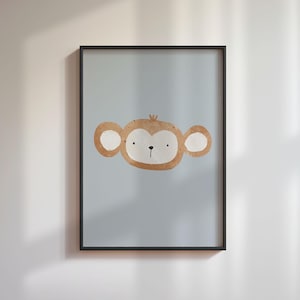 Cute Monkey Poster – Jungle Nursery Wall Art, Fun Kids Room Decor