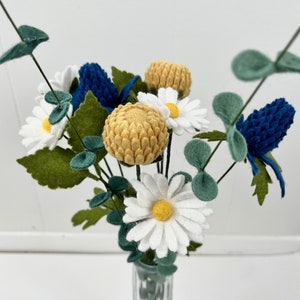 Felt Wildflower Bouquet: Yellow and Blue Wildflowers