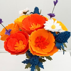 Felt California poppy and wildflower bouquet image 5