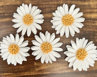 Felt Daisy Flowers: 3" Wool Blend Craft Daisies
