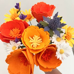 Felt California poppy and wildflower bouquet Antelope Valley