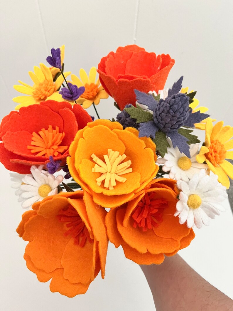 Felt California poppy and wildflower bouquet Antelope Valley