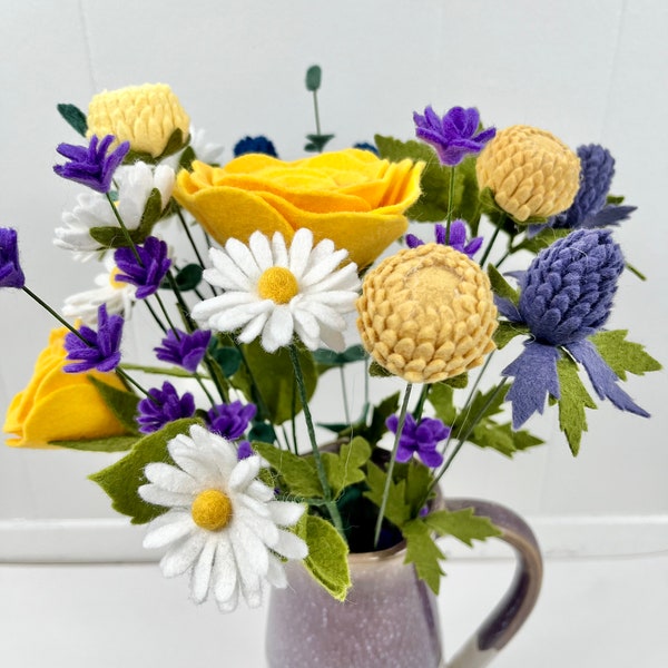 Wildflower and rose felt bouquet