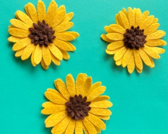 Loose felt mini sunflowers, flowers for crafts, headbands, decoration