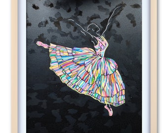 Elegance in motion: Ballerina in a colorful dress