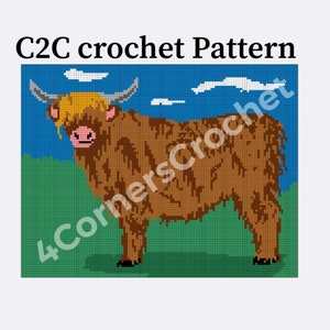 Highland Cow C2C Crochet Pattern C2C Graphgan Pattern / C2C Graphs / C2C Crochet Blanket / C2C Written Pattern