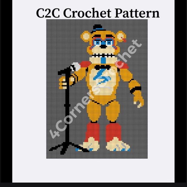 Glam Rock Freddy C2C crochet pattern C2C Graphgan Pattern / C2C Graphs / C2C Crochet Blanket / C2C Written Pattern