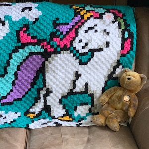 Unicorn blanket C2C crochet pattern C2C Graphgan Pattern / C2C Graphs / C2C Crochet Blanket / C2C Written Pattern