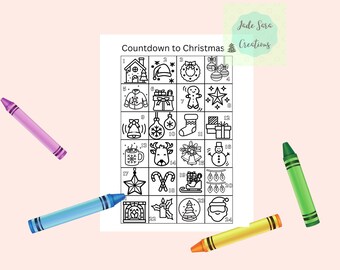 Christmas Countdown Coloring Page, Kids Advent Calendar (PDF Pattern)