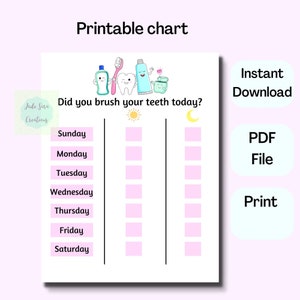 Tabella per lo spazzolino da denti, tabella dei compiti, lista di controllo per bambini, spazzolino da denti, lavarsi i denti, programma giornaliero, programma per bambini, faccende quotidiane
