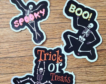 Skeleton Halloween stickers, Happy Halloween, spooky season, fun stickers