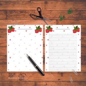 Articoli di cancelleria per fragole, carta per download digitale, articoli di cancelleria per frutta, carta per quaderni, carta a righe, carta bianca, carta decorativa, scrittura di lettere
