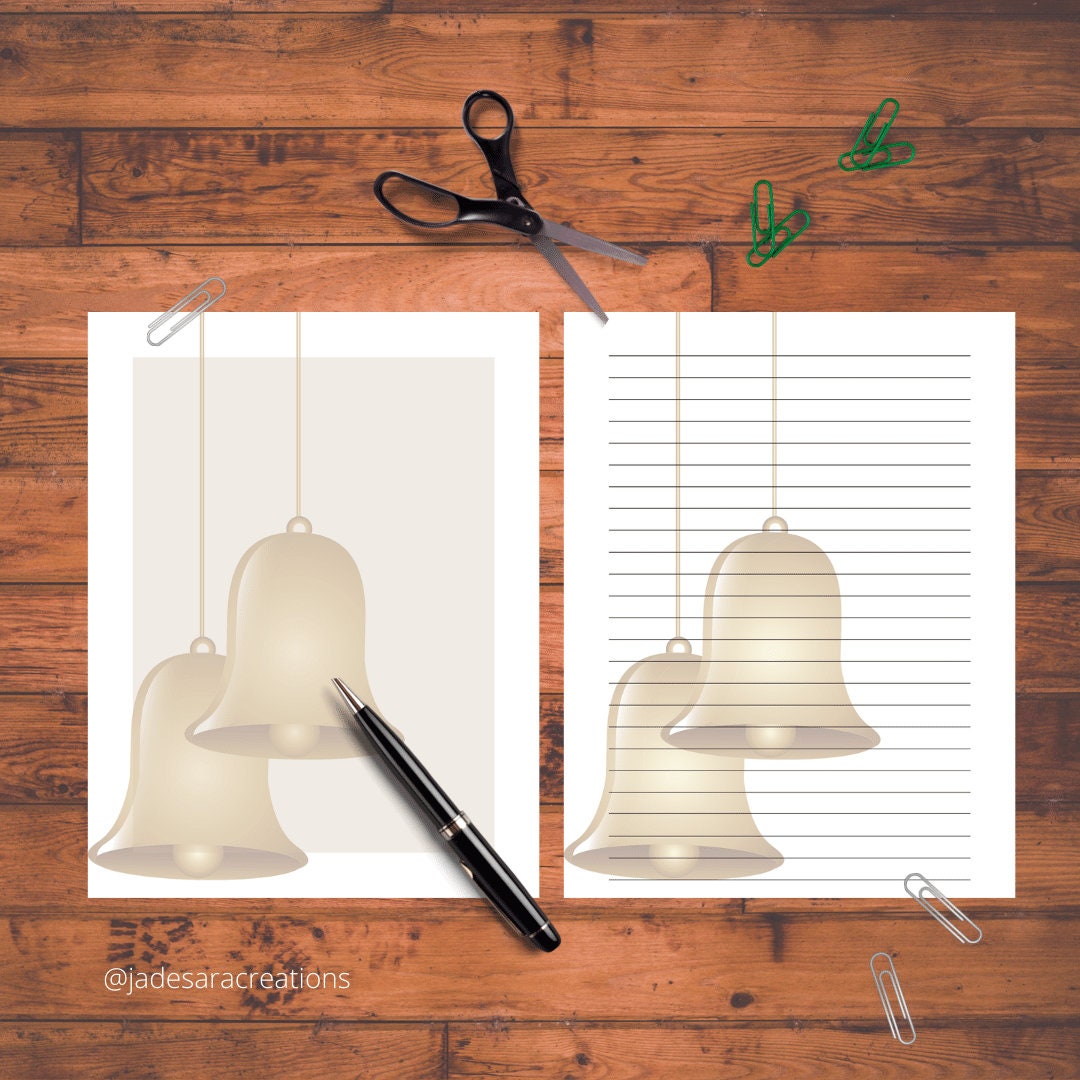 Bells Stationery, Digital Download Paper, Holiday Stationery, Notebook ...