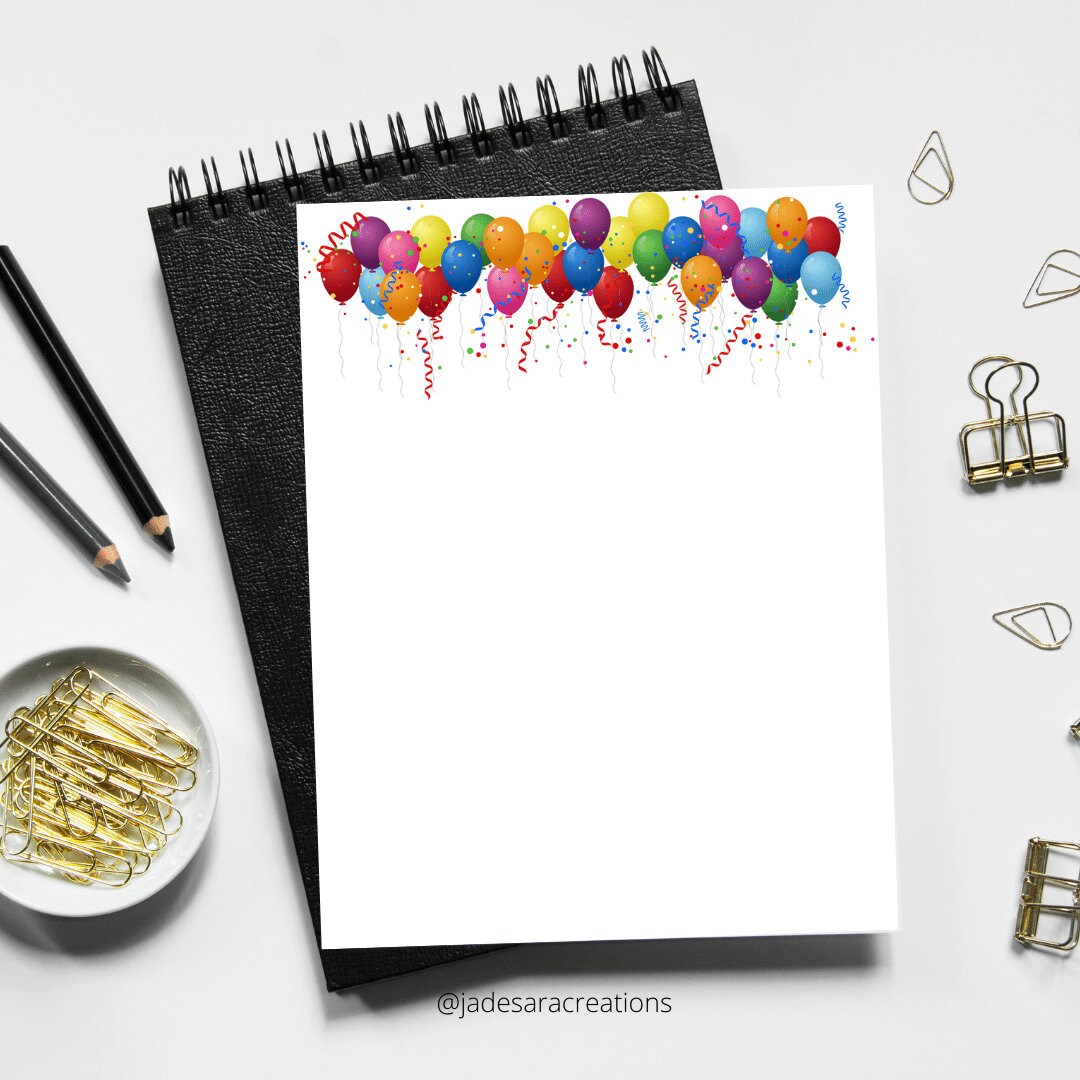 Balloons Stationery Set, Lined and Blank Paper (digital Download) - Etsy