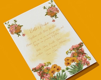 Suite di inviti floreali per matrimoni: PDF modificabile (download digitale)