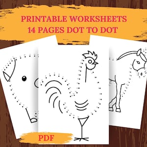 Dot to Dot Worksheet Connect The Dots Printable Pages, Preschool Activity Coloring Dot-to-dot Kids Homeschool Busy Book Party Games