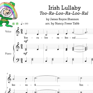 An Irish Lullaby (Too-Ra-Loo-Ra-Loo-Ral) sheet music for vocal solo with piano accompaniment