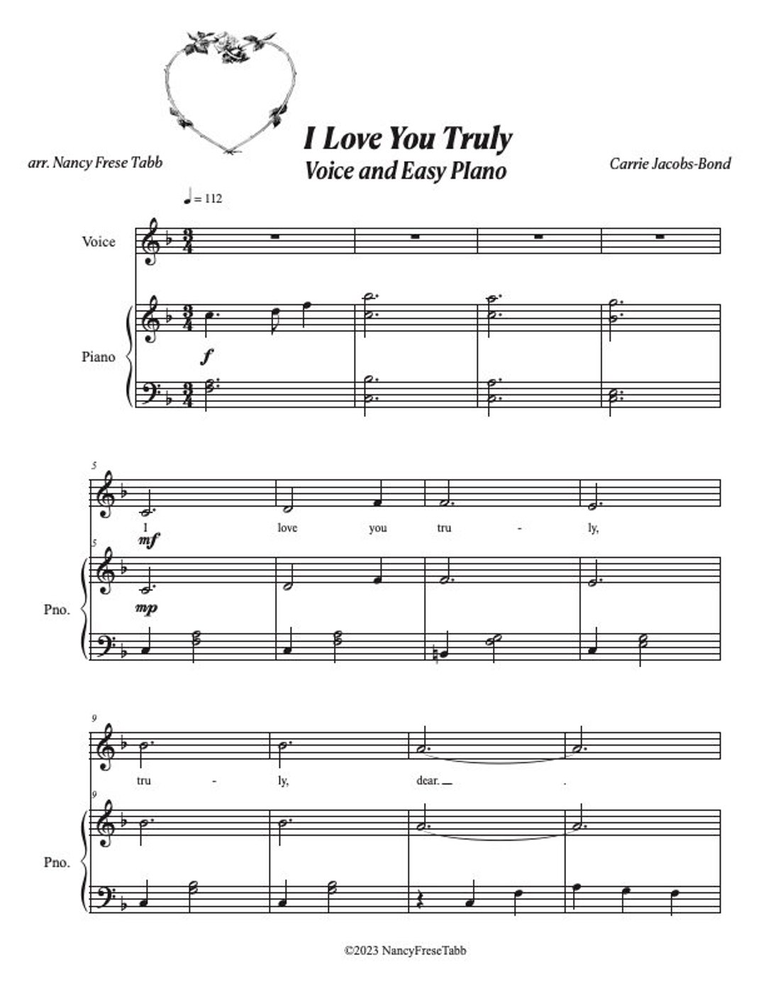 I Love You Truly - Vocal Solo With Easy Piano Accompaniment - Etsy Canada