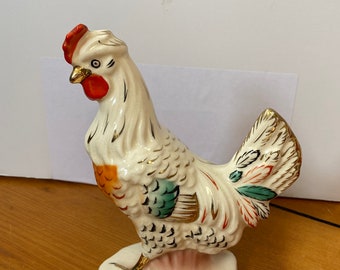 Vintage Czechoslovakian Porcelain Chicken Figure - Farmhouse Decor - Ceramic Hens - Vintage Gift