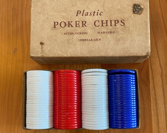 Jetons de poker en plastique vintage - Maison du milieu du siècle - Jouets et jeux