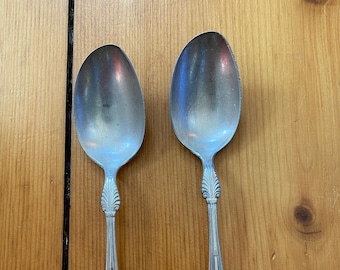 Pair of Gorham Patent 1880 Princess Louise Silverplate Spoons - 8.5" - Set of 2
