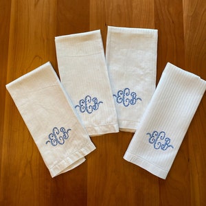 Vintage Monogram Linen Guest Towels - Monogram Tea Towel - Greenwalds of Saint Louis - Set of 4