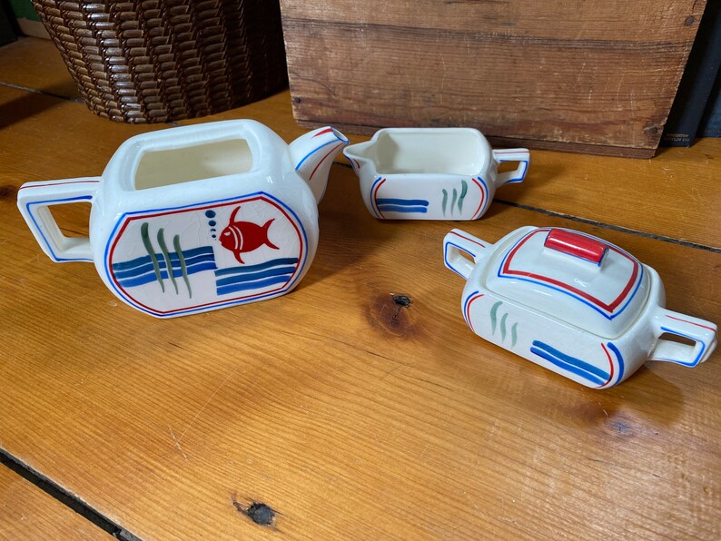 Japanese Stackable Tea Set RARE Japanese Stackable Tea Set - Art Deco Teapot - Three Piece Set ...