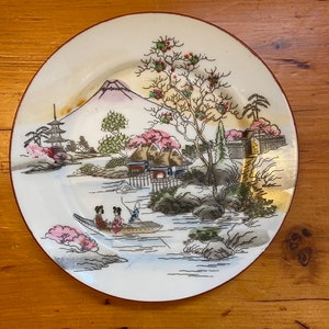 Vintage Hand Painted Japanese Porcelain Plate - Hand Painted Made in Japan Red Mark - 6&quot; Plate