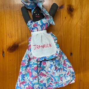 Vintage Jamaican Souvenir Doll - Topsy Turvy Doll - Handmade Folk Doll - 14&quot; Doll