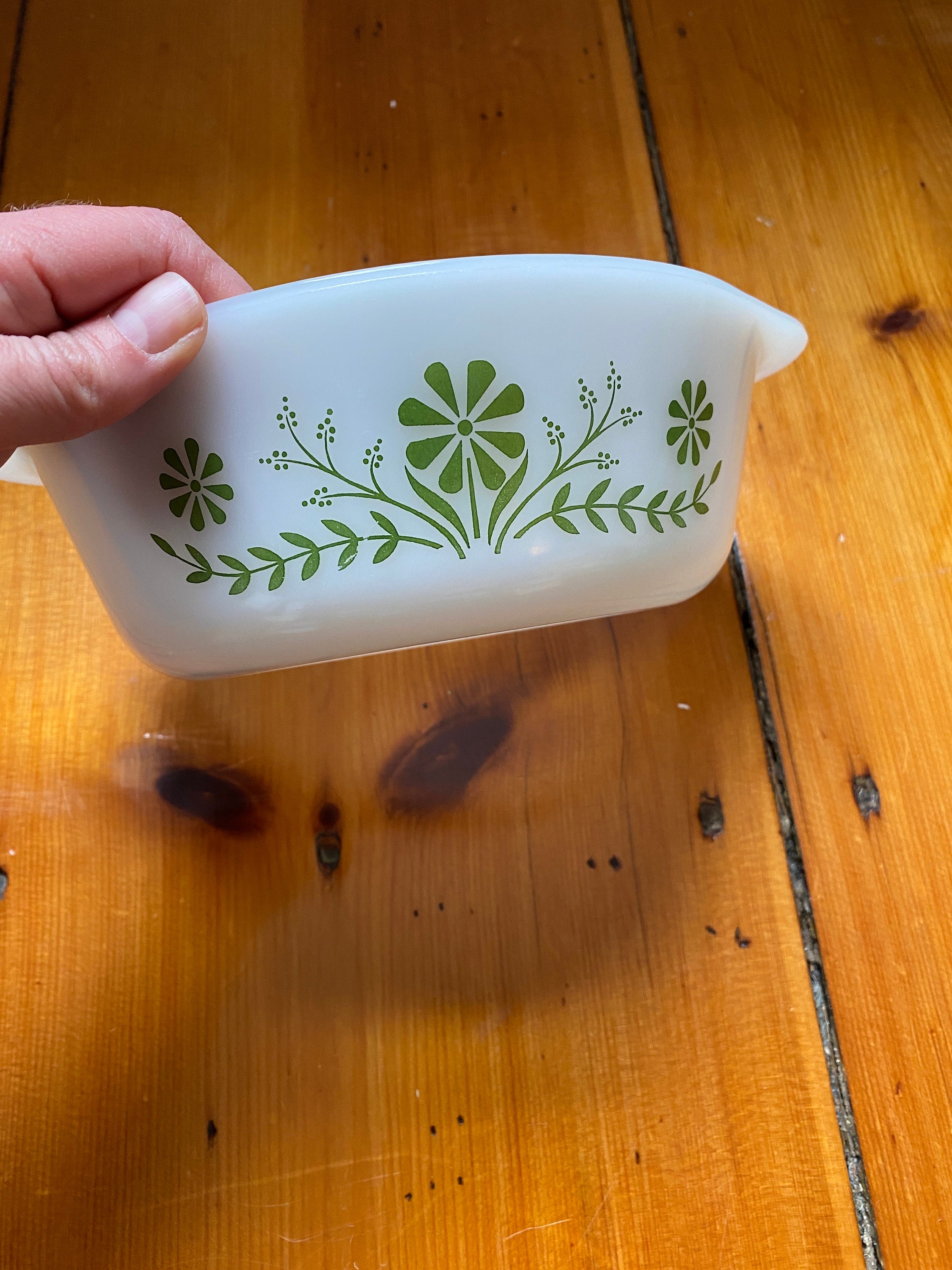 Vintage Glasbake Primrose Dream Casserole Dish - J2600- Green