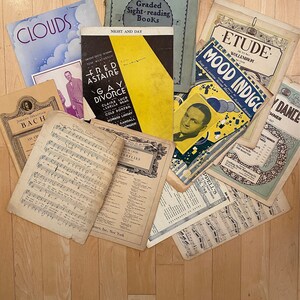 Vintage Sheet Music Bundle of 10 Sheets and Books From 1920s-1950s Piano Ephemera Paper Crafts