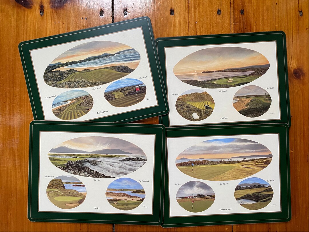 Vintage Pimpernel Cork Back Placemats Irish Golf Courses Etsy