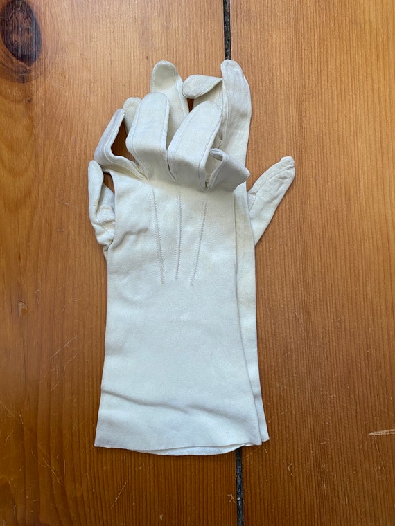 Vintage Leather Ladies Gloves - Cream Leather - Si