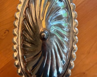 Silverplate and Etched Glass Lidded Butter Dish -  Vintage Home
