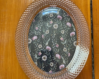 Vintage Heavy Cut Glass Frame  - Oval Picture Frame - Valentine's Gifts - Wedding - Romantic Gifts