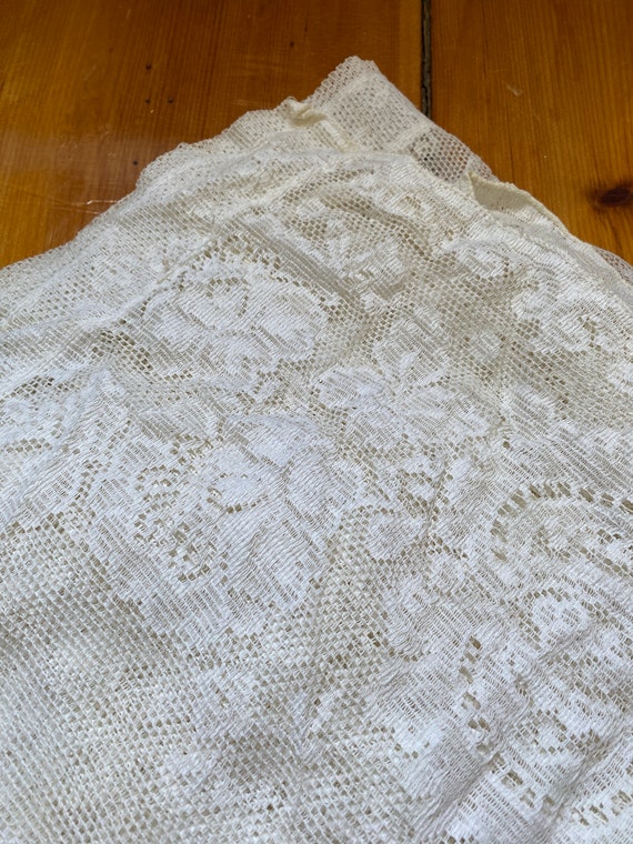 白いレースのテーブルクロスハンドメイドビンテージ ヴィンテージ ホワイト レース テーブルクロス - ポリエステル