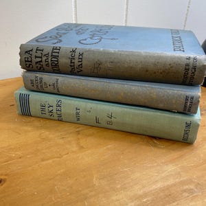 Trio of Blue Vintage Hardcover Books - Set of 3 Vintage Library Decor - Shades of Blue
