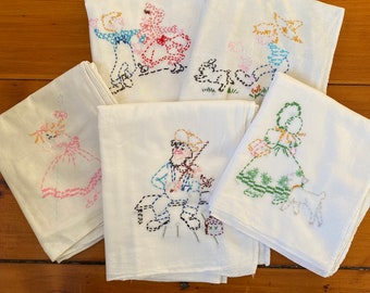 Vintage Flour Sack Towels - Embroidered Flour Sack Towel - Vintage Home - Assorted Designs