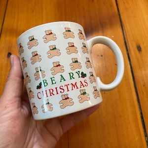 Vintage Russ &quot; Beary Christmas&quot; Ceramic Mug - 1980s Style - Coffee Mug - Vintage Home - Holiday Gifts - Stocking Stuffers