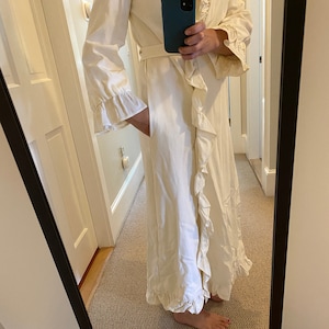 Vintage Handmade White Taffeta Ruffled Gown - Vintage Wedding Dress - Bridesmaids Dress