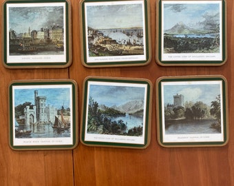 Vintage Pimpernel Cork Back Coaster - Irish Landmarks - Set of 6