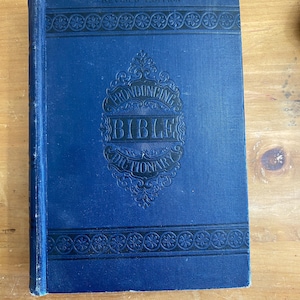Smith&#39;s Bible Dictionary- 1901 A.J. Holman - Big Blue Antique Book - Home Decor