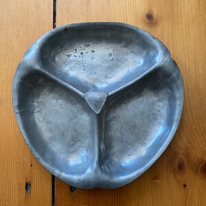 Mid-Century Handmade Pewter sectioned Bowl Wrought by  L. Whitney - Signed