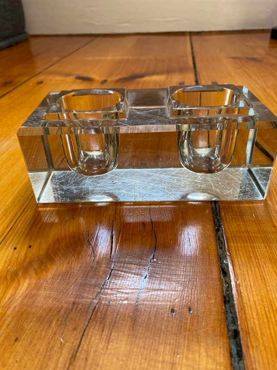 Vintage Lead Crystal Double Inkwell - Vintage Home