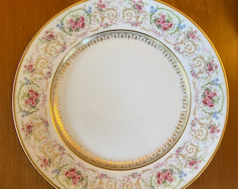 Richard Briggs Co. Boston - Roses and Gilt 7.25&quot; Dessert Plates - Set of 6 - Made in France - Depose France