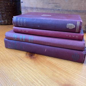 Bundle of Red Vintage Hardcover Books - Set of 4 - Vintage Library Decor