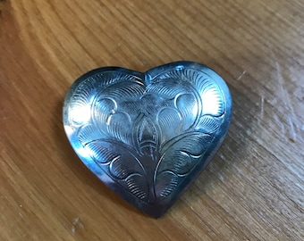Vintage Silver Heart Brooch - 1980s Silver Jewelry - Vintage Style